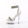 Pleaser DELIGHT-641 Silver Ankle Cuff High Heeled Shoes