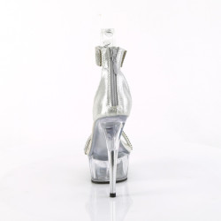 Pleaser DELIGHT-641 Silver Ankle Cuff High Heeled Shoes