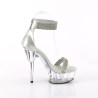 Pleaser DELIGHT-641 Silver Ankle Cuff High Heeled Shoes