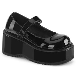 Demonia DOLLIE-01 Black Patent Punk Lolita Platform Pumps