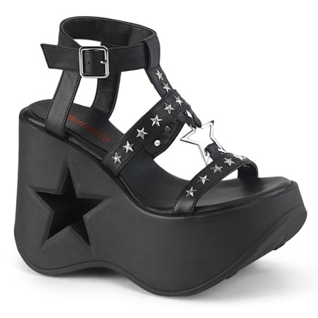 Demonia DYNAMITE-12 Black Vegan Platform Wedge Sandal