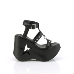 Demonia DYNAMITE-12 Black Vegan Platform Wedge Sandal