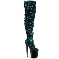 Pleaser FLAMINGO-3004 Green Sequins Black Sale Women