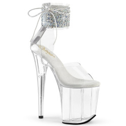 Pleaser FLAMINGO-824RS-02 Transparent Silver Strass