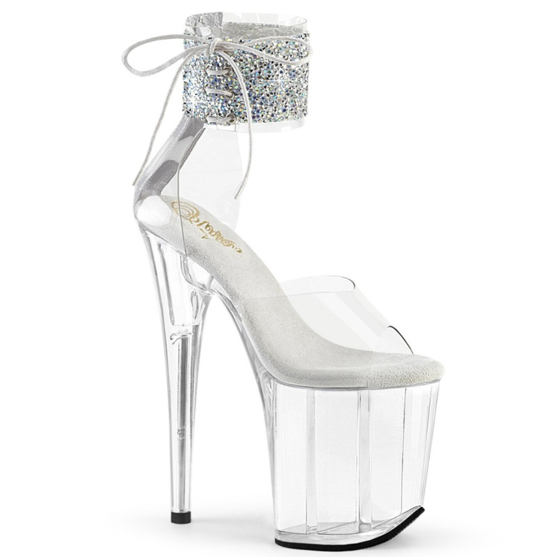 Pleaser FLAMINGO-824RS-02 Transparent Silver Strass Pleaser FLAMINGO-824RS-02 Transparent Silver Strass