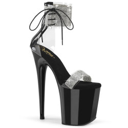 Pleaser FLAMINGO-827RS Transparent Black Sale High Heels