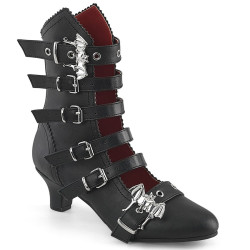 Demonia FLORA-1035 Black Vegan Women Buckle Boots