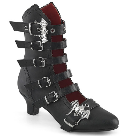 Demonia FLORA-1035 Black Vegan Women Buckle Boots
