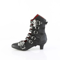 Demonia FLORA-1035 Black Vegan Women Buckle Boots