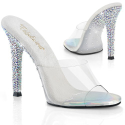 Fabulicious GALA-01DSP Transparent Silver Strass Mules