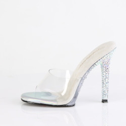 Fabulicious GALA-01DSP Transparent Silver Strass Mules