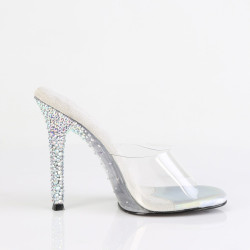 Fabulicious GALA-01DSP Transparent Silver Strass Mules