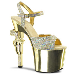 Pleaser REVOLVER-709G Gold Glitter Chrome Sale Women