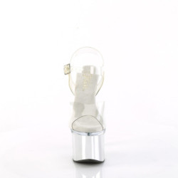 Pleaser ESTEEM-708 Transparent Silver Chrome Heeled Women