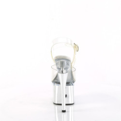 Pleaser ESTEEM-708 Transparent Silver Chrome Heeled Women