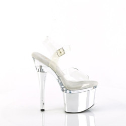 Pleaser ESTEEM-708 Transparent Silver Chrome Heeled Women