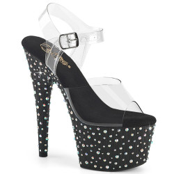 Pleaser STARDANCE-708 Black Strass Platform High Heels
