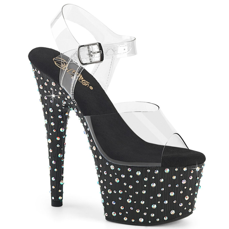 Pleaser STARDANCE-708 Black Strass Platform High Heels