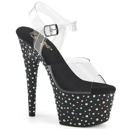 Pleaser STARDANCE-708 Black Strass Platform High Heels