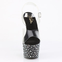 Pleaser STARDANCE-708 Black Strass Platform High Heels