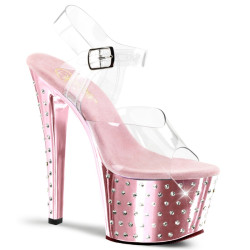 Pleaser STARDUST-708 Rose Chrome High Heeled Pole Shoes