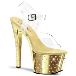 Pleaser STARDUST-708 Gold Chrome High Heeled Pole Shoes