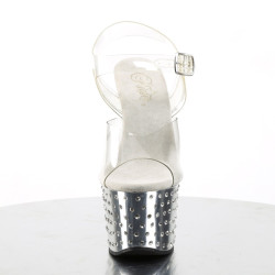 Pleaser STARDUST-708 Silver Chrome High Heels Pole Shoes
