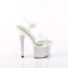 Pleaser ESTEEM-708DM Transparent Silver Chrome Strass