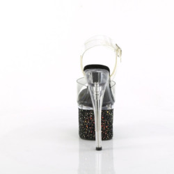Pleaser ESTEEM-708LG Black Glitter Platform Heeled Shoes