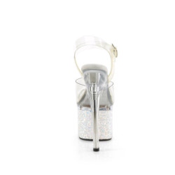 Pleaser ESTEEM-708LG Transparent White Glitter Shoes