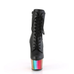 Pleaser ADORE-1020RC Black Vegan Leather Rainbow Chrome