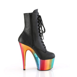 Pleaser ADORE-1020RC Black Vegan Leather Rainbow Chrome