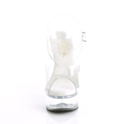 Pleaser EXCITE-608 White High Heeled Platform Sandals