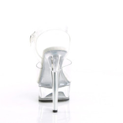 Pleaser EXCITE-608 White High Heeled Platform Sandals