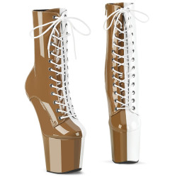 Pleaser CRAZE-1040TT Taupe White Patent Sale Women