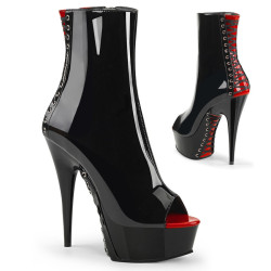 Pleaser DELIGHT-1025 Black-Red Patent Sale Women