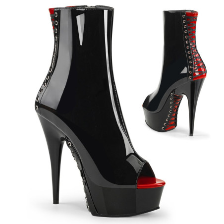 Pleaser DELIGHT-1025 Black-Red Patent Sale Women