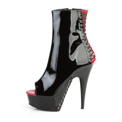 Pleaser DELIGHT-1025 Black-Red Patent Sale Women