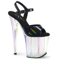 Pleaser FLAMINGO-809HT Black Hologram Patent Tinted