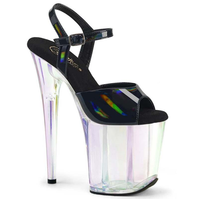 Pleaser FLAMINGO-809HT Black Hologram Patent Tinted