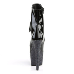 Pleaser ADORE-1020LG Black Patent Glitter Ankle Boots