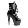 Pleaser ADORE-1020LG Black Patent Glitter Ankle Boots