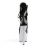 Pleaser ADORE-1020LG Black Patent Silver Glitter Sale