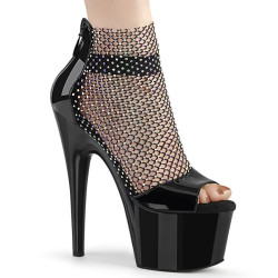 Pleaser ADORE-765RM Black Strass Mesh Heeled Shoes