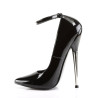 Devious DAGGER-12 Black Metal Heeled Pointed Toe Pumps