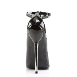 Devious DAGGER-12 Black Metal Heeled Pointed Toe Pumps