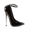 Devious DAGGER-12 Black Metal Heeled Pointed Toe Pumps