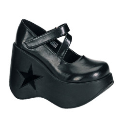 Demonia DYNAMITE-03 Black Vegan Wedge Platform Shoes
