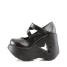 Demonia DYNAMITE-03 Black Vegan Wedge Platform Shoes