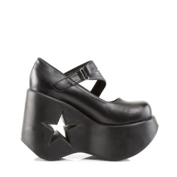 Demonia DYNAMITE-03 Black Vegan Wedge Platform Shoes